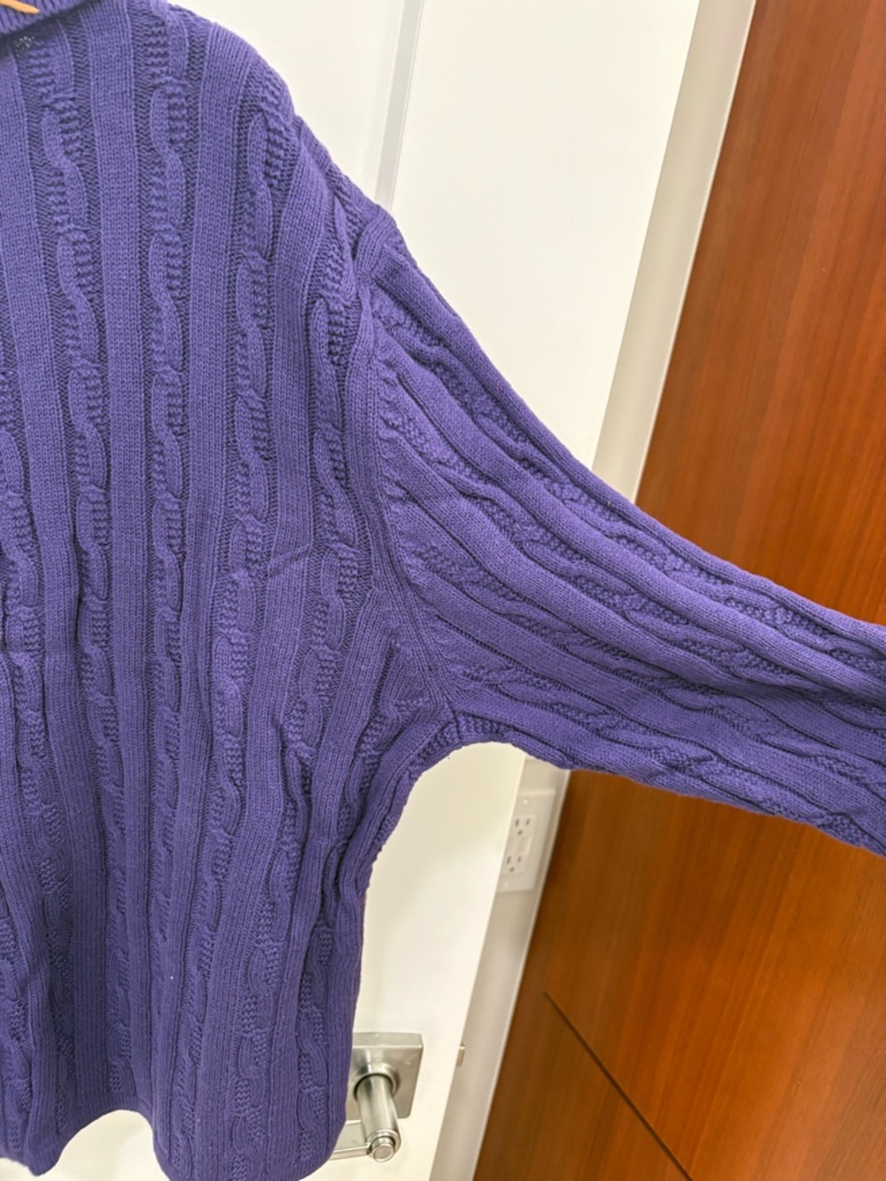 Vintage 90s Rod's Western Purple Cotton Cable Knit Equestrian Cardigan Sz Medium - Picture 11 of 13